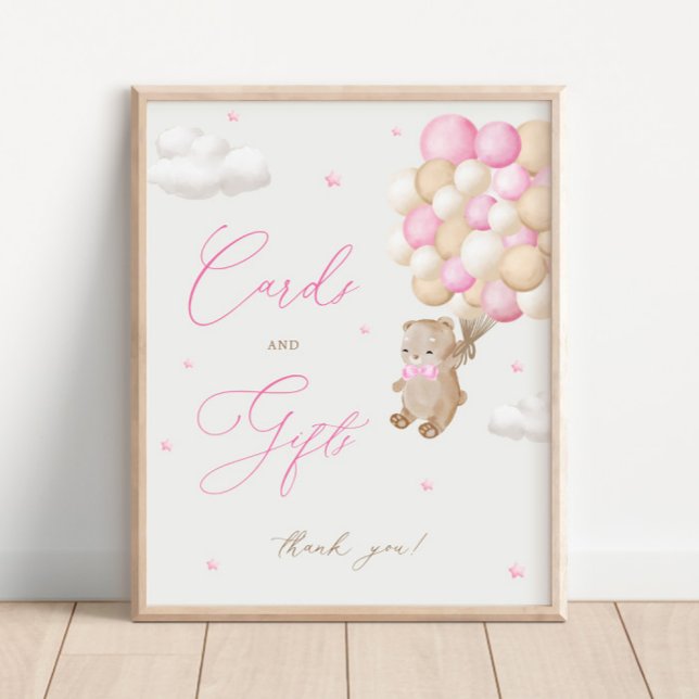 Teddy Bear Pink Baby Duschkarten & Geschenke Poster (Von Creator hochgeladen)