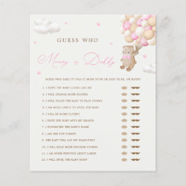 Teddy Bear Pink Baby Shower Mommy oder Daddy Game