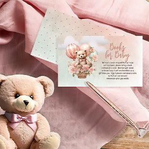 Teddy Bear Pink Balloon Babydusche Bücher für Baby Begleitkarte