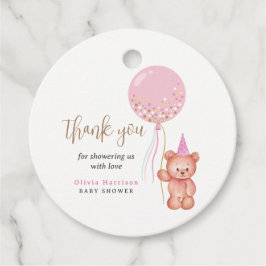 Teddy Bear Pink Balloon Girl Babydusche Vielen Dan Geschenkanhänger