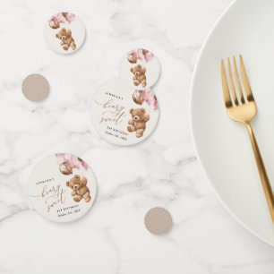 Teddy Bear, Pink Balloons, Erster Geburtstag Konfetti