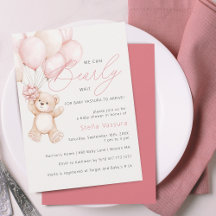 Teddy Bear Pink Balloons Girl Baby Dusche