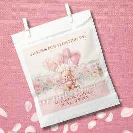 Teddy Bear Pink Balloons Girl's Birthday Vielen Da Geschenktütchen