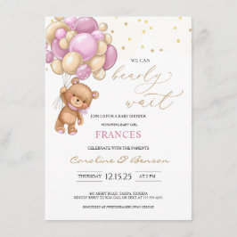 Teddy Bear Pink Balloons Kinderdusche Einladung