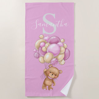 Teddy Bear Pink Balloons Strandtuch für Kinder