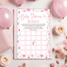 Teddy Bear Pink Floral Girl Babydusche Bingo Spiel