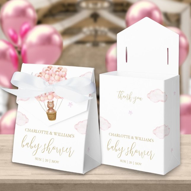 Teddy Bear Pink Girl Babydusche Geschenkschachtel (Bearly Wait Teddy Bear Pink Girl Baby Shower Favor Box)