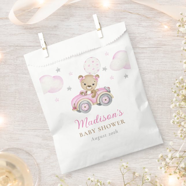 Teddy Bear Pink Girl Babydusche Geschenktütchen (Ausgeschnitten)