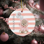 Teddy Bear Pink Girl's Personalisiertes Babygesche Keramik Ornament<br><div class="desc">Dieses Design kann in dem Bereich personalisiert werden, der durch das Ändern des Fotos und/oder Textes zur Verfügung gestellt wird. Sie können auch angepasst werden, indem Sie auf Vorlage personalisieren klicken und dann auf die Schaltfläche klicken, um weitere Optionen anzupassen, um die Hintergrundfarbe zu löschen oder zu ändern, Text hinzuzufügen,...</div>