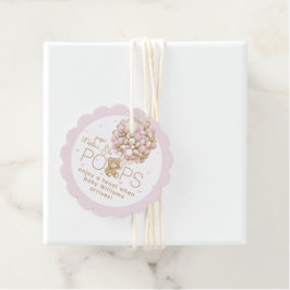 Teddy Bear Pink Heart & Balloon Baby Girl Dusche Geschenkanhänger