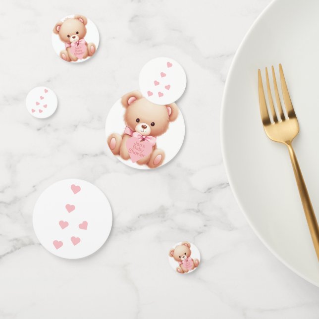 Teddy Bear Pink Hearts Table Confetti Konfetti (Gruppe)