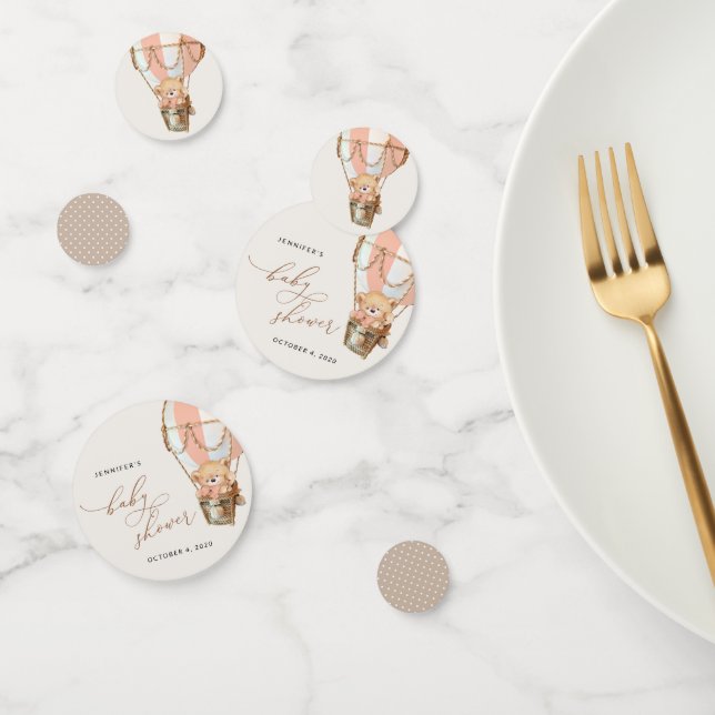 Teddy Bear, Pink Hot Air Ballon, Babydusche Konfetti (Gruppe)