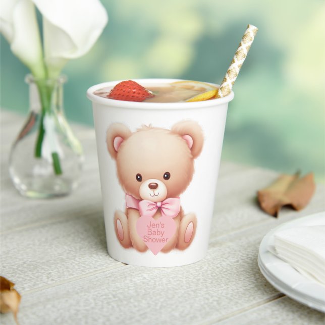 Teddy Bear Pink Pappbecher (In Situ)