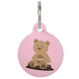 Teddy Bear Pink Personalisiert Pink ID Tag Haustiermarke