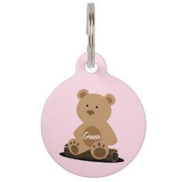 Teddy Bear Pink Personalisiert Pink ID Tag Haustiermarke