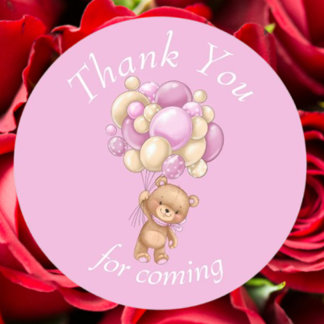 Teddy Bear Pink vielen Dank Runder Aufkleber