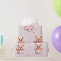 Teddy Bear Pink Wasserfarbe Mädchen Geburtstag
