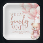 Teddy Bear Pink We Can Bearly Wait Baby Shower Pappteller<br><div class="desc">These are Teddy Bear Pink We Can Bearly Wait Baby Shower Paper Plates!</div>
