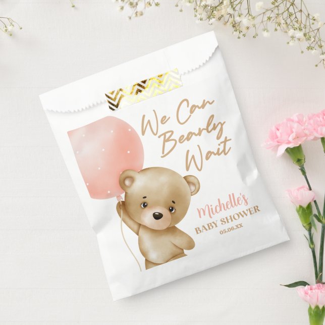 Teddy Bear Pink wir können frühzeitig abwarten Bab Geschenktütchen (Versiegelt)
