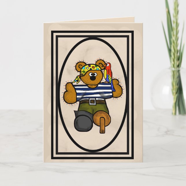Teddy Bear Pirate Card Feiertagskarte (Vorderseite)
