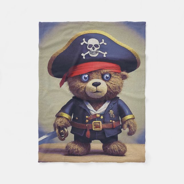 Teddy Bear Pirate Fleecedecke (Vorderseite)