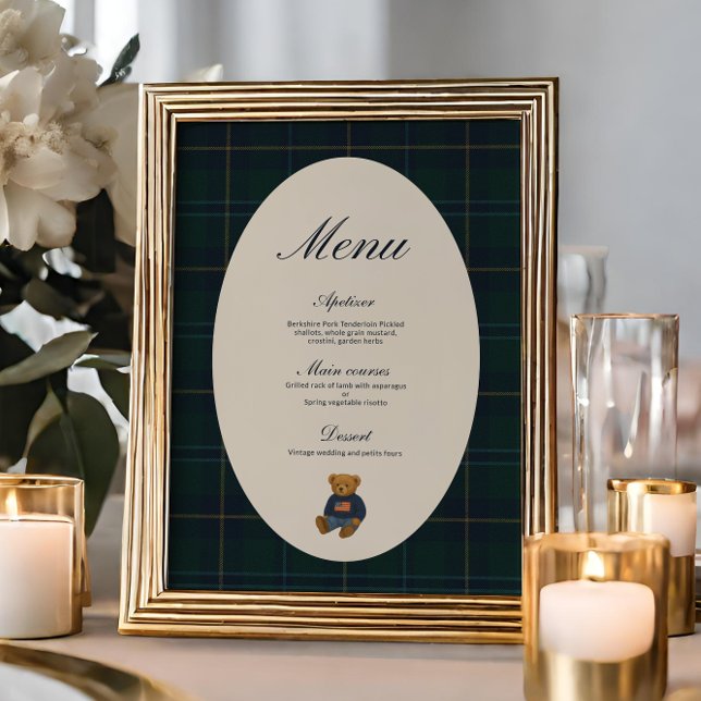 Teddy Bear Polo Baby Shower Menu Einladung (Von Creator hochgeladen)