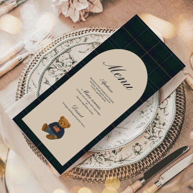 Teddy Bear Polo Baby Shower Menu Menükarte (Von Creator hochgeladen)