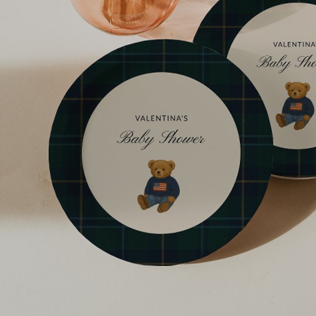 Teddy Bear Polo Baby Shower Papierplatten - Pappteller (Von Creator hochgeladen)