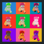 Teddy Bear Pop Art Poster<br><div class="desc">Farbiger Pop Art teddy trägt Design</div>