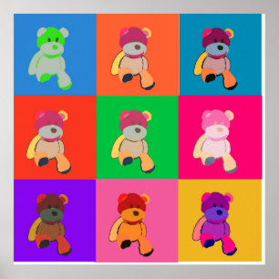 Teddy Bear Pop Art Print Poster
