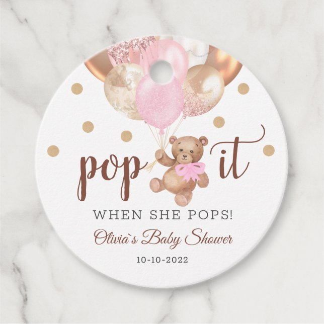 Teddy Bear Pop It Baby Duwer Gefallen Geschenkmark Geschenkanhänger (Vorderseite)