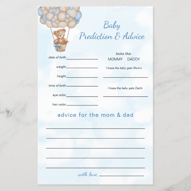 Teddy Bear Predictions and Advice Flyer (Vorne)