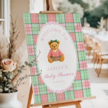 Teddy Bear Preppy Girl Baby Dusche Willkommen