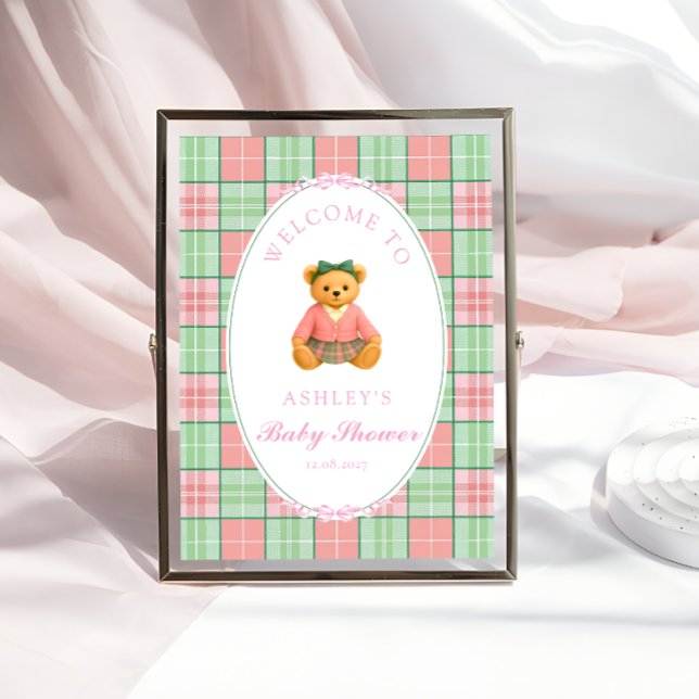 Teddy Bear Preppy Girl Baby Dusche Willkommen Poster (Von Creator hochgeladen)