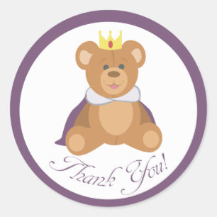 Teddy Bear Prince (Danke!) Runder Aufkleber