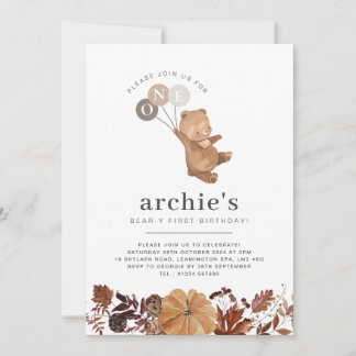 Teddy Bear Pumpkin - Einladung zum 1. Geburtstag F