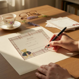 Teddy Bear Race Car Plaid Baby Shower RSVP Card Karte