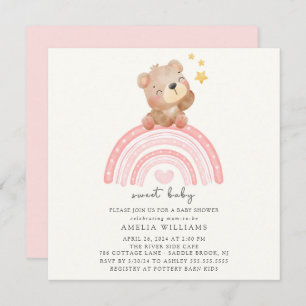 Teddy Bear Rainbow Baby Shower Einladung