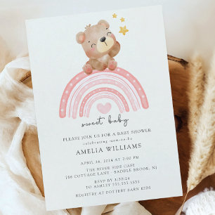 Teddy Bear Rainbow Baby Shower Einladung