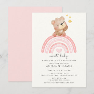 Teddy Bear Rainbow Baby Shower Einladung