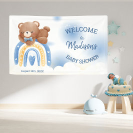 Teddy Bear Rainbow Boys Babydusche Banner