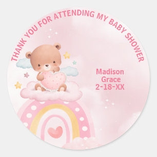 Teddy Bear Rainbow Girls Baby Shower Runder Aufkleber