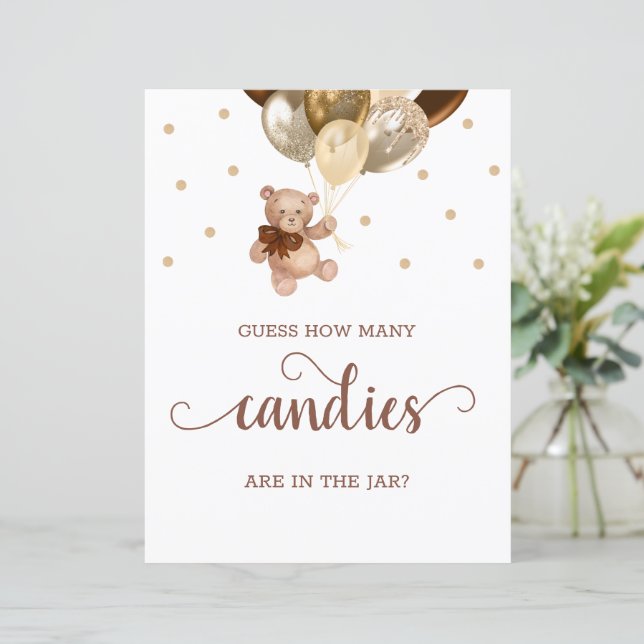 Teddy Bear rät, wie viele Candies Babydusche signi (Stehend Vorderseite)