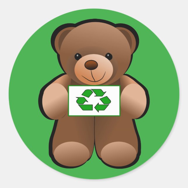 Teddy Bear Recycle Symboldesign Runder Aufkleber (Vorderseite)