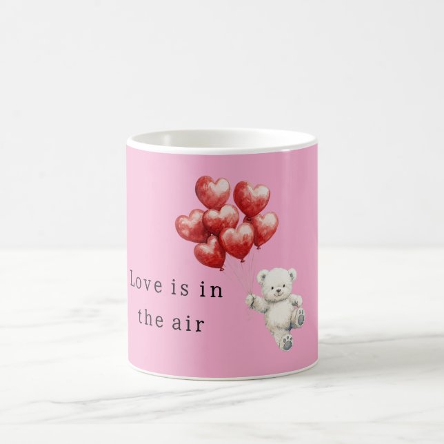 Teddy Bear Red Heart Balloons Kaffeetasse (Mittel)