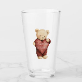 Teddy Bear Red Heart Glas
