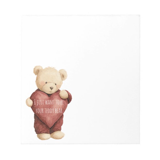 Teddy Bear Red Heart Notizblock (Vorderseite)