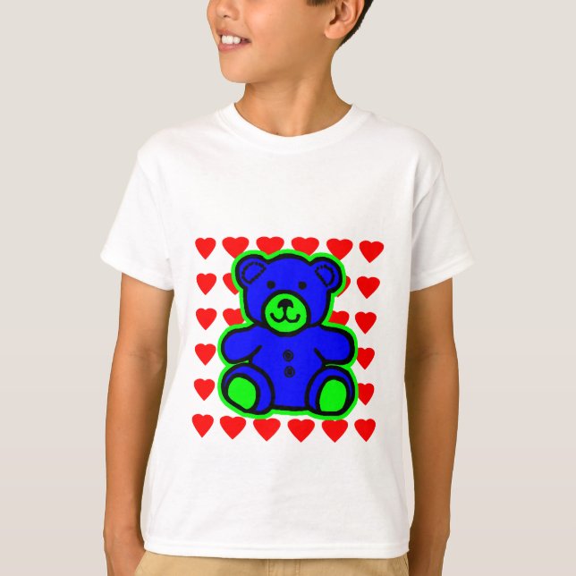 Teddy Bear Red Hearts Green Blue Gibney The MUSEU T-Shirt (Vorderseite)