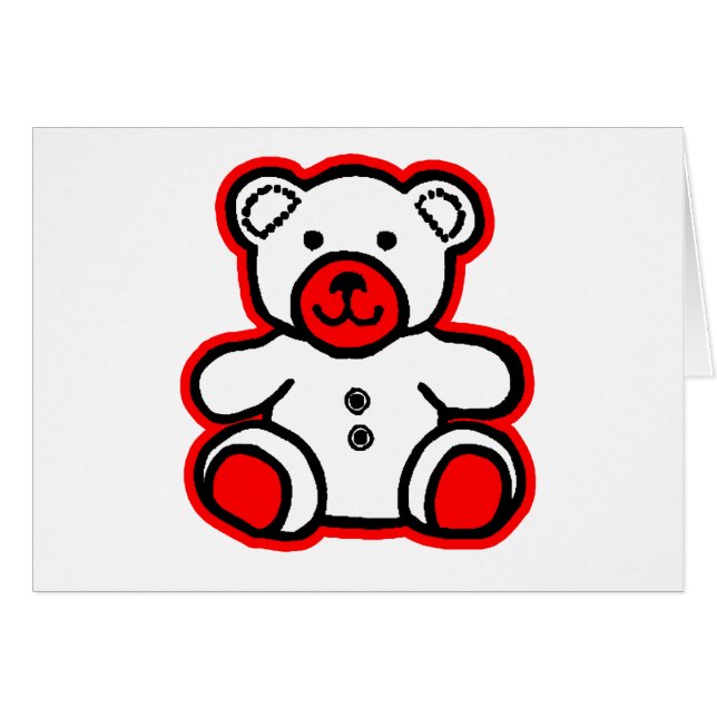 Teddy Bear Red White Gibney The MUSEUM Zazzle (Vorderseite (Horizontal))