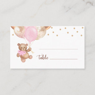 Teddy Bear Rose Gold Balloons Babydusche Platzkarte